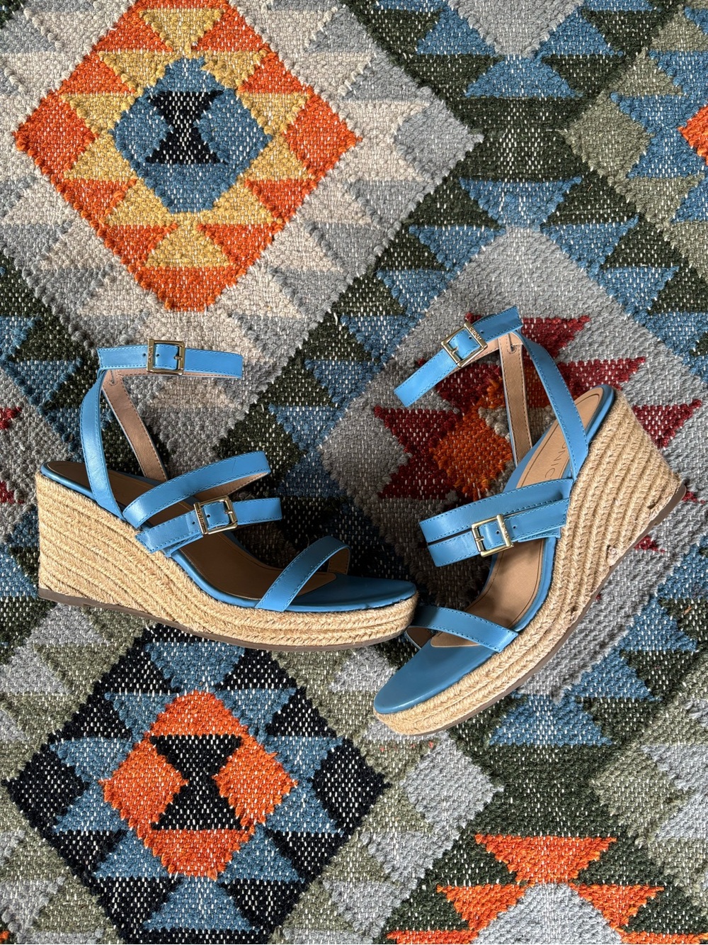 Vionic Sabina WedgeHeel Espadrille Sandals in Sky Blue